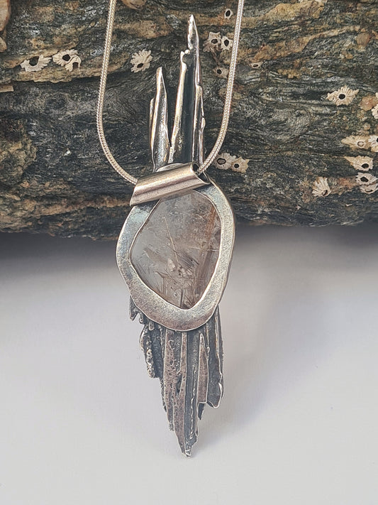 Broom Cast Pendant with Rutilated Quartz