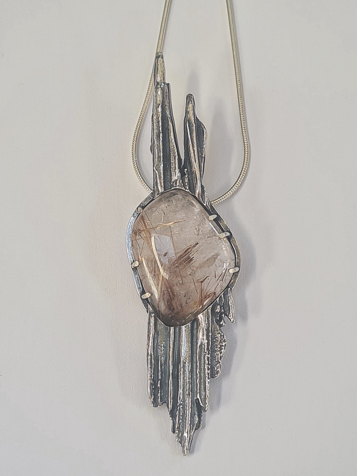 Broom Cast Pendant with Rutilated Quartz