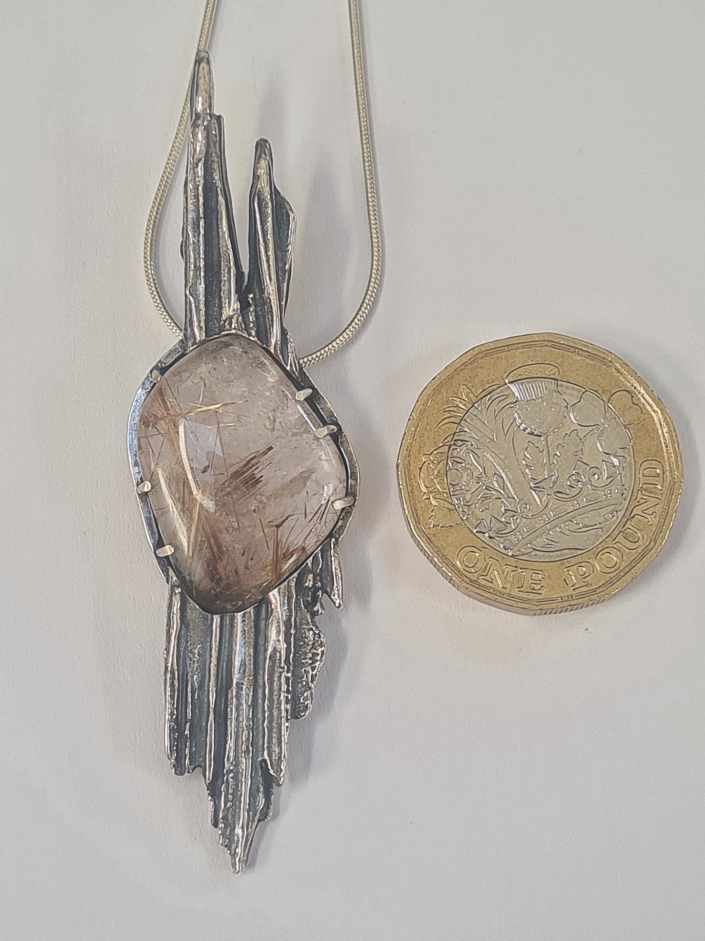 Broom Cast Pendant with Rutilated Quartz